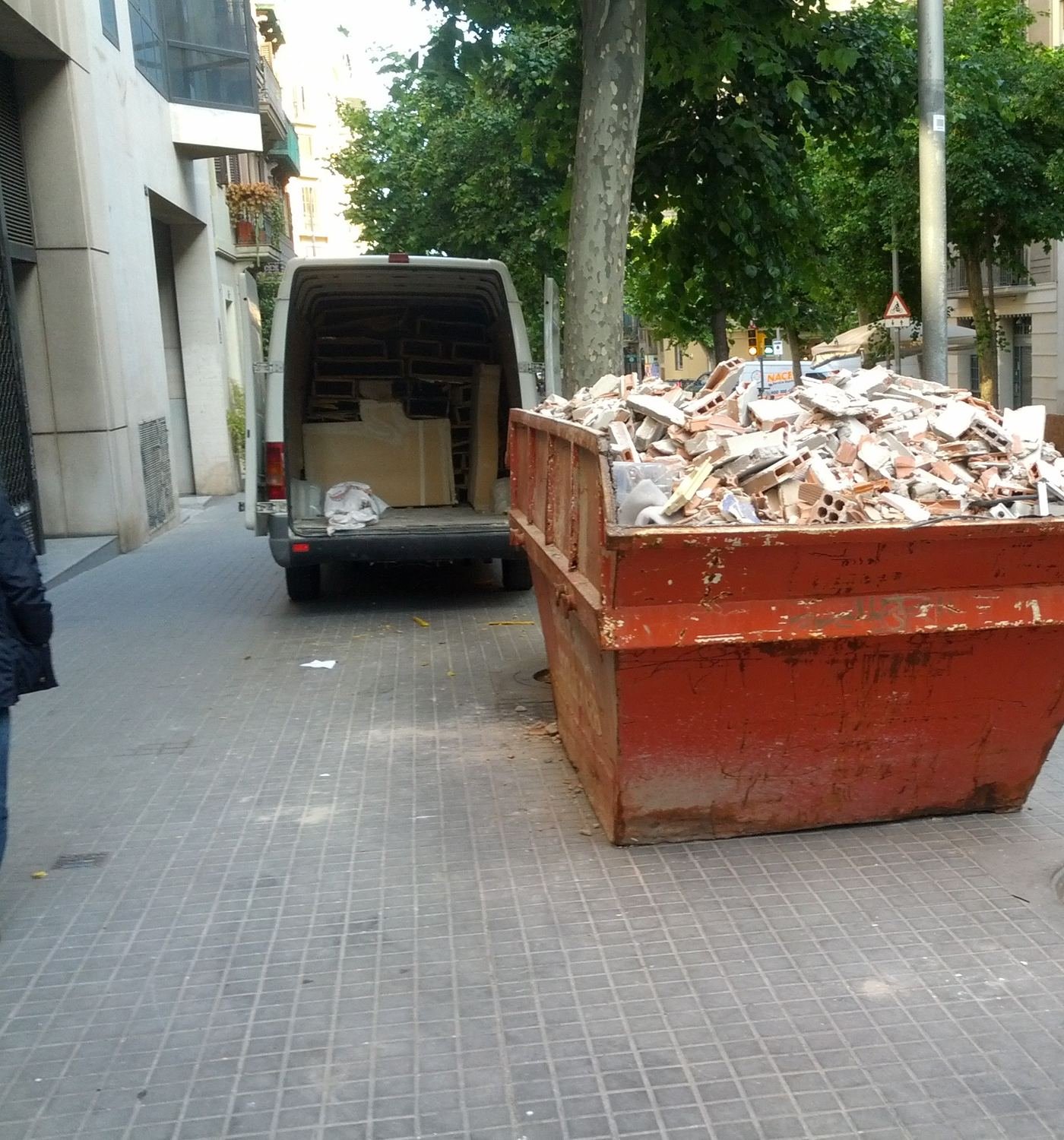 Roll-off dumpster on a construction job site